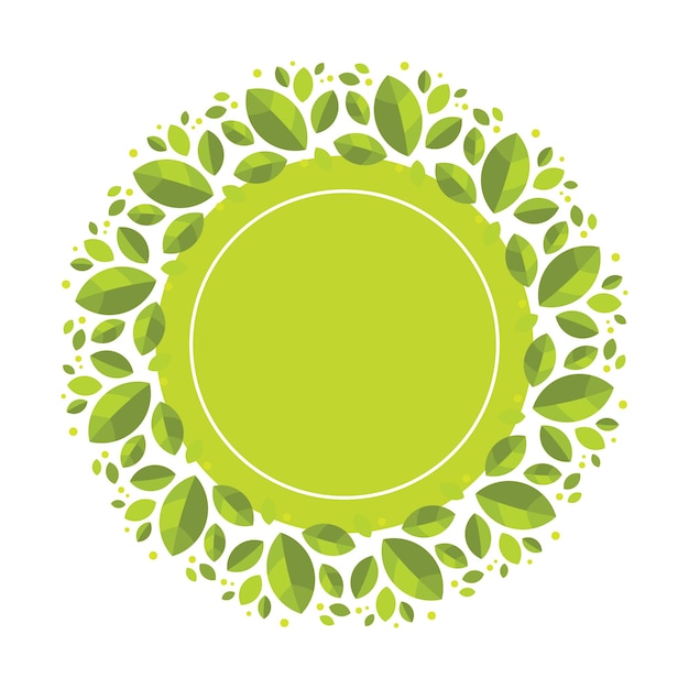 Green Leaf Circle Frame diseño de la etiqueta del sello de alimentos orgánicos 100 orgánicos naturales en verde