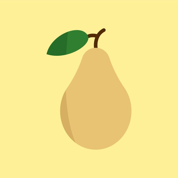 Green pear with subtle shading and brown stem Suitable for fresh and organic visuals