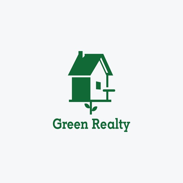 Green Realty home realtor vector logo mínimo