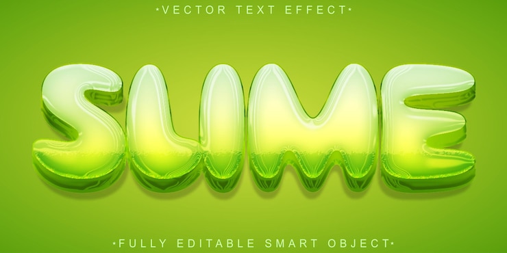 Vector green slime vector efecto de texto de objeto inteligente totalmente editable