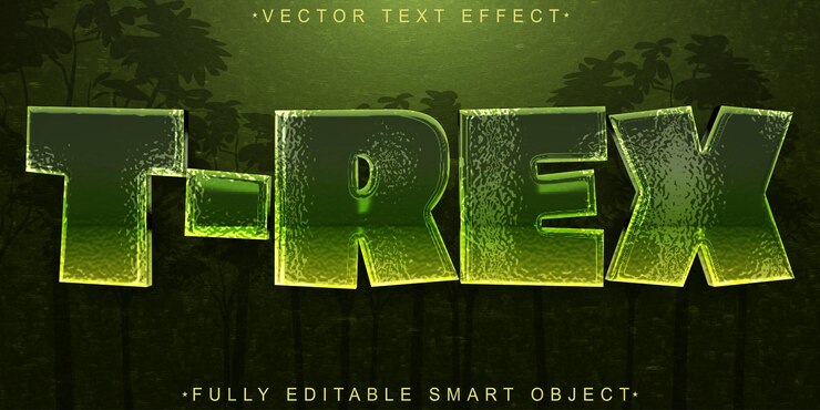 Vector green trex vector efecto de texto de objeto inteligente totalmente editable