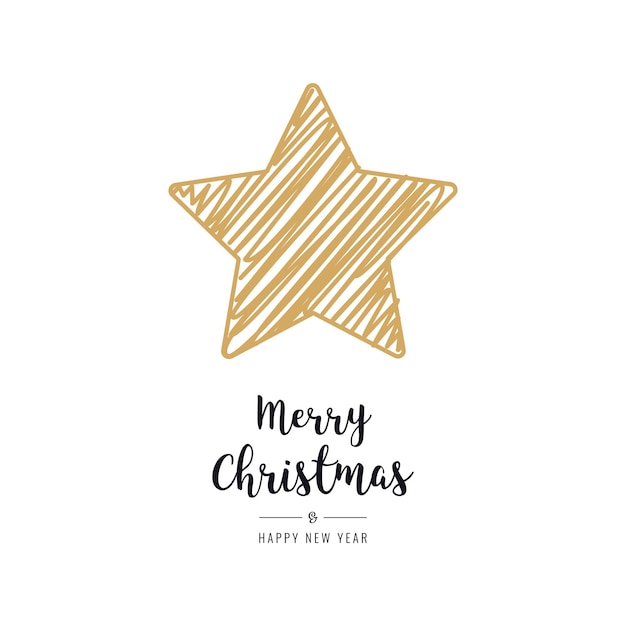 Greeting de Navidad texto garabatos dibujo tarjeta de estrellas copos de nieve patrón de fondo