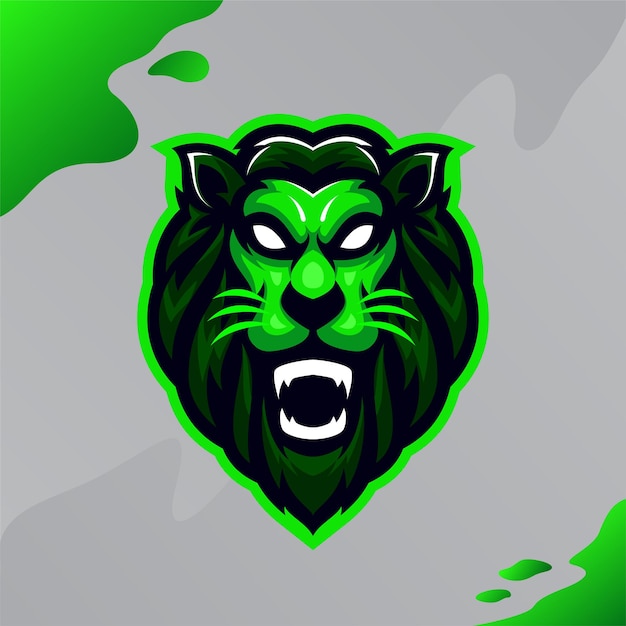 Grenn lion masscot logo esport vector premium