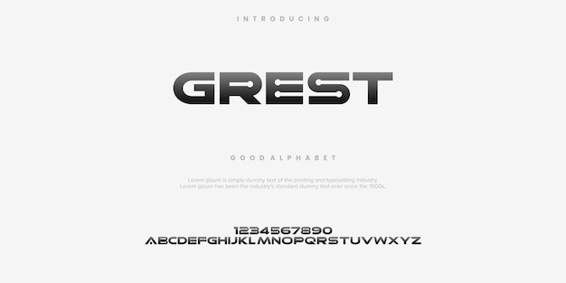 Grest Customome diseño de fuentes de visualización minimalista futurista alfabeto letras y números