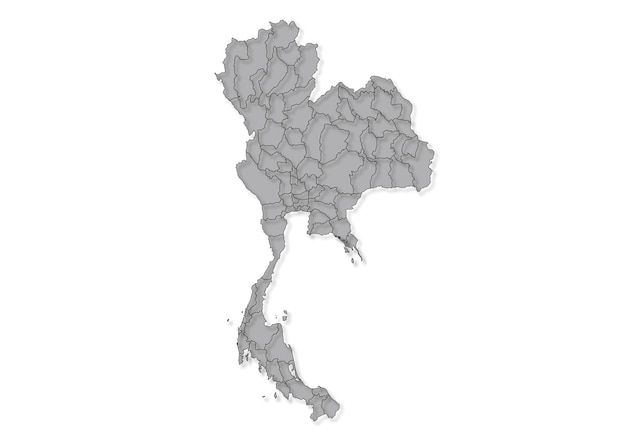 grey map of thailand with provinces