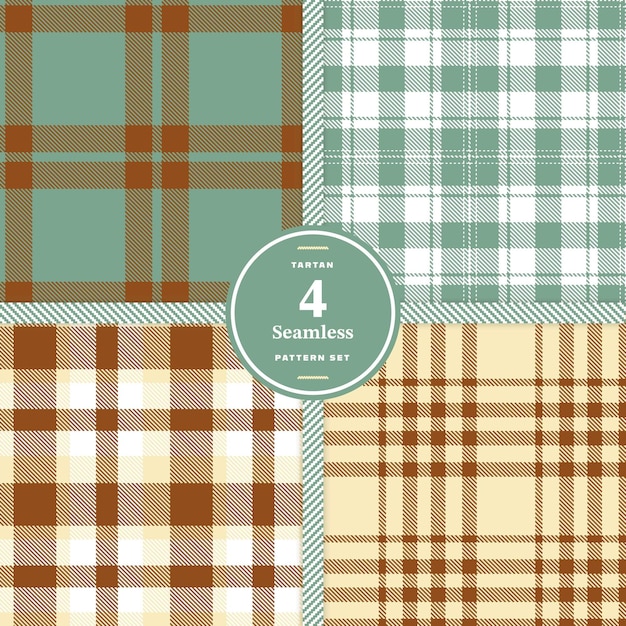 Greyish Teal Light Grey Silver and Fawn seamless pattern set of 4
