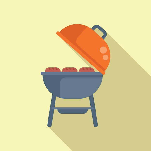 Grill de BBQ de dibujos animados con ilustración de carne chisporroteante
