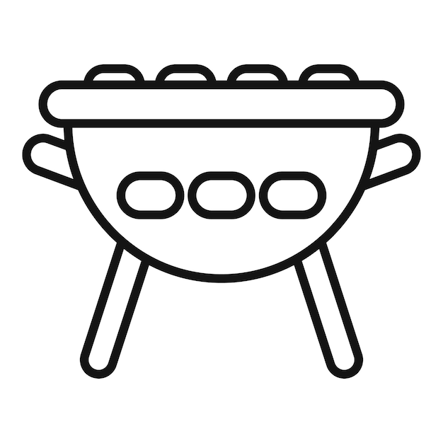 Grill de caldera con briquetes de carbón para la línea de cocina de la fiesta de la barbacoa icono artístico