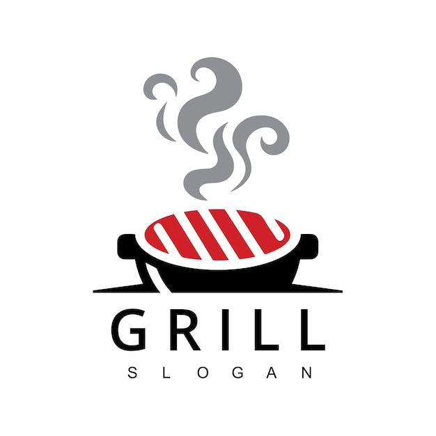 Grill logo etiqueta insignia y otros diseños ilustración vectorial retro de llama de fuego