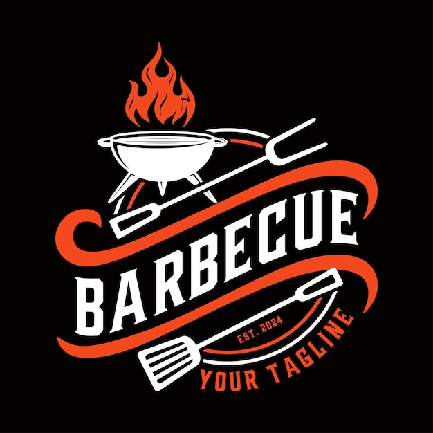 Grill de logotipo vintage y espátula como icono Perfecto para restaurantes o barbacoas