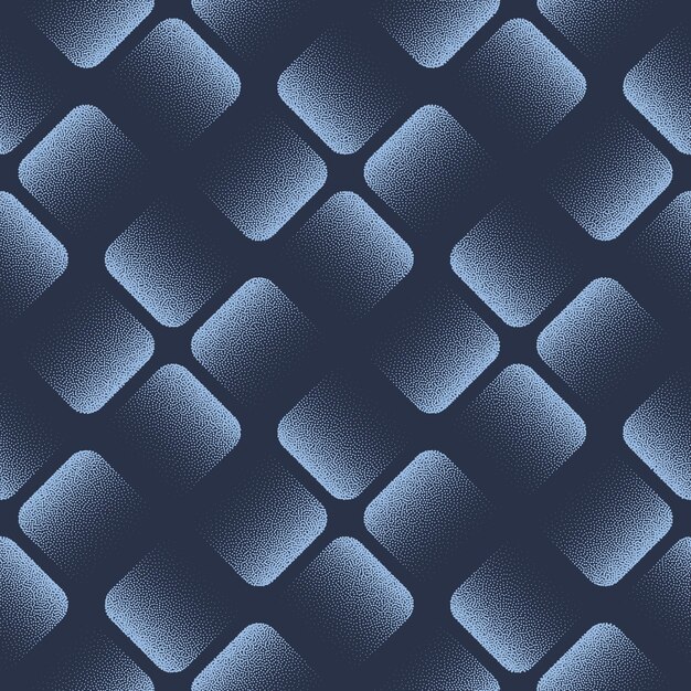 Grilla de rombo desvanecido Patrón sin costuras Vector de tendencia con puntos azules Fondo abstracto