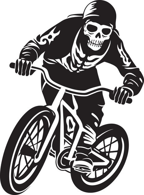 Grim Glide Skeleton BMX Rider Icon de logotipo negro SkeletoBike Skeleton Riding BMX Ciclo Logotipo negro