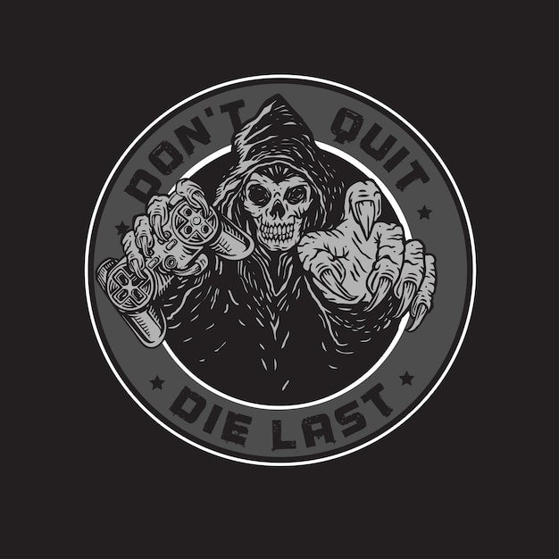 Vector grim reaper game over emblem diseño de logotipo