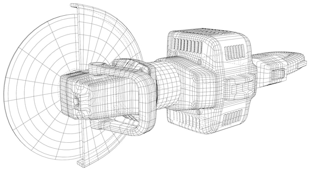 Grinder de ángulo de contorno vectorial Grinder de marco de alambre poderoso formato EPS10 Vector creado de 3d