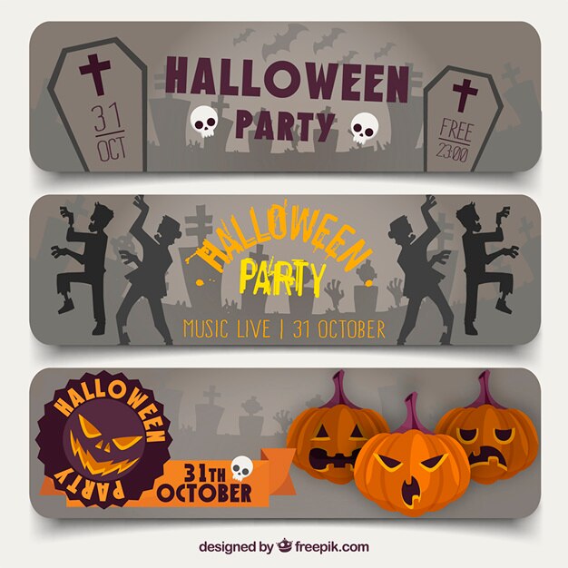 Vector gris pancartas halloween