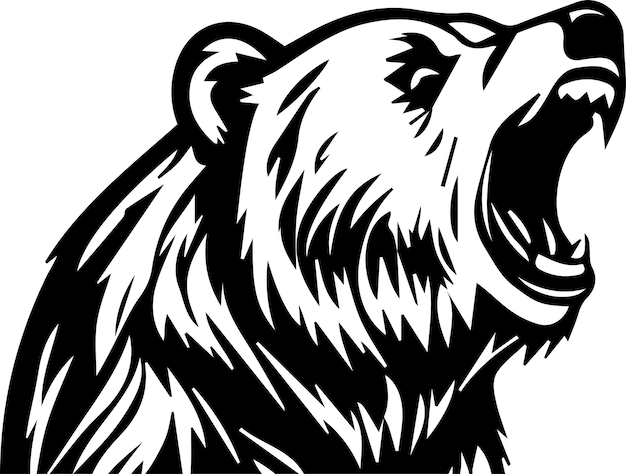 Grizzly Bear Monogram Logo Estilo de diseño monocromático