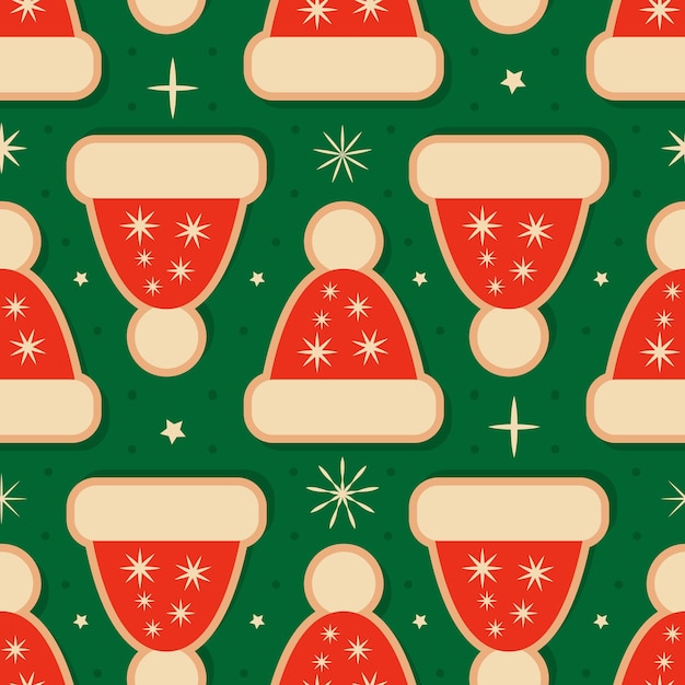 Groove patrón de Navidad retro con sombreros de Santa ilustración vectorial