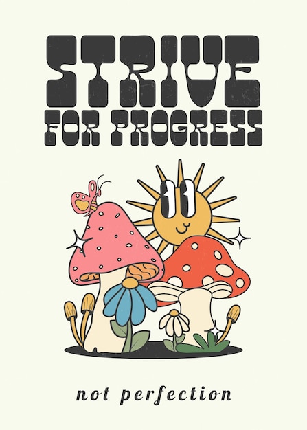 groovy 70s cartel retro pared arte vector ilustración