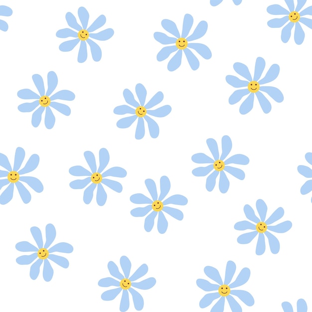 Groovy daisy retro de patrones sin fisuras 70s vibe hippie ornamento Fondo de pantalla floral