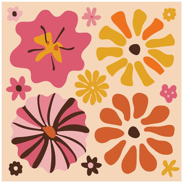 Groovy doodle y formas de plantas orgánicas abstractas conjunto de arte conjunto de elementos botánicos abstractos
