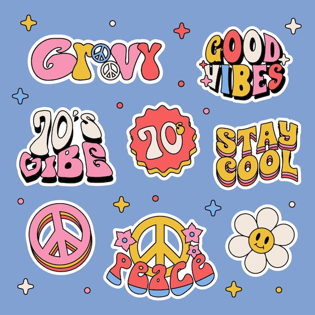 Groovy etiqueta adhesiva retro 70s 80s 90s vibes
