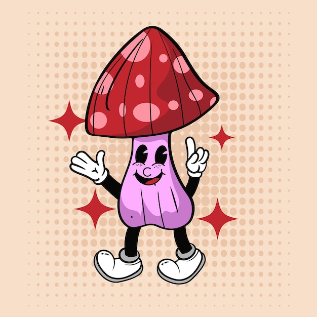 Groovy hippie personajes Verduras Doodle estilo de dibujos animados retro Imágenes de fondo simples para póster