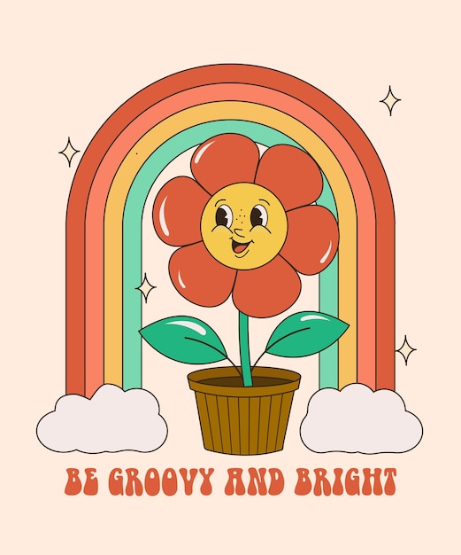Groovy hippie set de los años 70 divertida película de dibujos animados flor arco iris paz amor corazón margarita set de set de set de set de set de set de set de set de set de set de set de set de set de