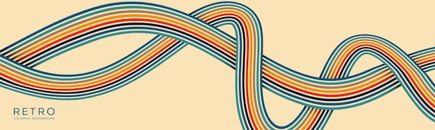 Groovy líneas abstractas onduladas fondo en el estilo retro hippie de la década de 1970 elemento