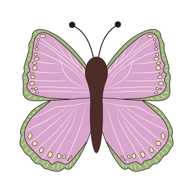 Groovy mariposa Boho Verano retro colores mariposa icono Hippie elemento psicodélico