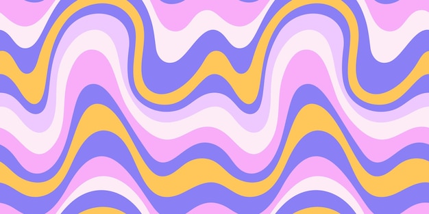 Groovy ondas fondo horizontal curvas abstractas psicodélicas vector patrón sin costuras en s hippie r