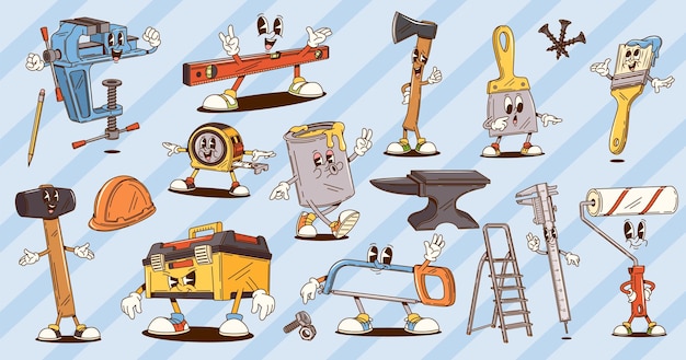 Groovy reparación construcción herramientas de bricolaje personajes