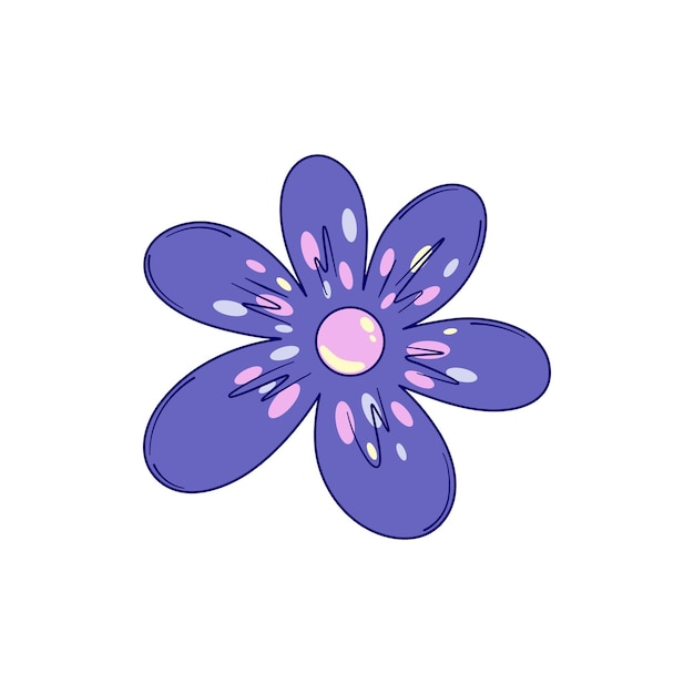 Groovy retro trippy flor aislada Retro groovy magic flower Acid neon hippy vector daisy Trippy psychedelic design