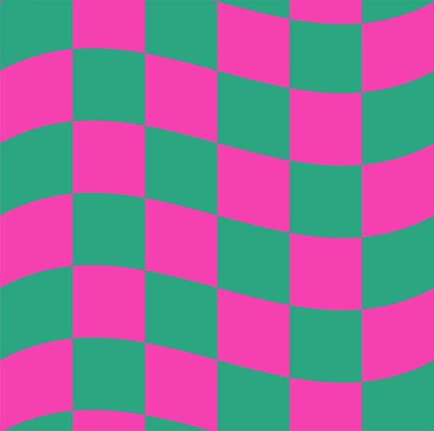 Groovy Wavy Melted Psychedelic Checkerboard Y2K 90s de patrones sin fisuras vector de fondo Retro