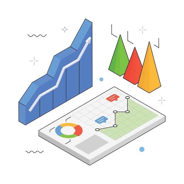 Growth Charts Vector isometric Illustration EPS 10 file
