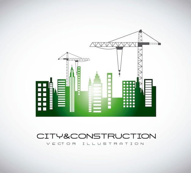 grúa de construcción silhouettte con buildigns ilustración vectorial