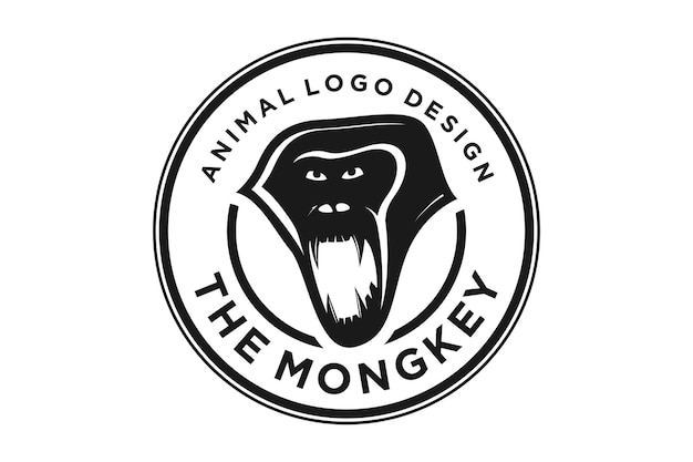 Grumpy Angry Gorilla King Kong Monkey Face ilustración logo