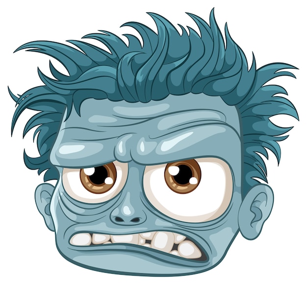 Grumpy Zombie Man dibujos animados con piel azul