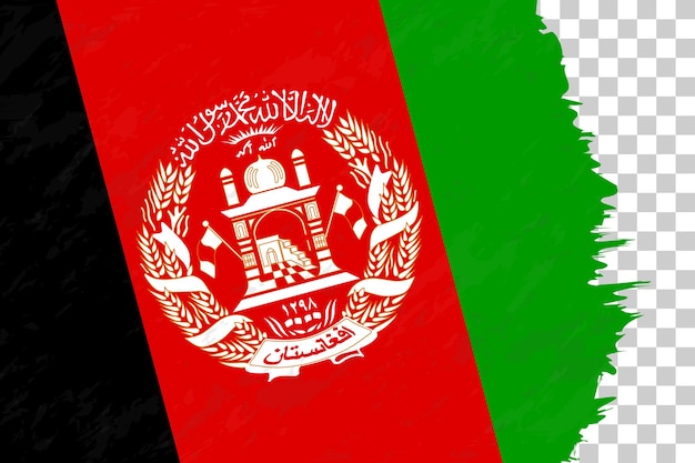 Vector grunge abstracto horizontal cepillado bandera de afganistán en rejilla transparente