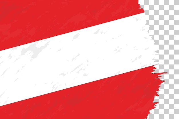 Grunge abstracto horizontal cepillado bandera de Austria en rejilla transparente