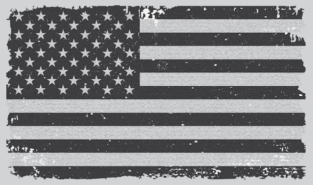 Grunge bandera americana en blanco y negro.