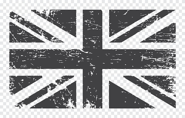 Grunge bandera británica en blanco y negro.