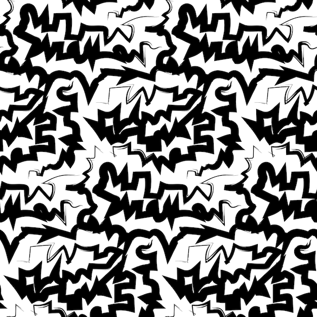 Grunge Black Scribbles patrón sin costura con líneas en zigzag dibujadas a mano Ornamento para imprimir en cubierta de tela y embalaje Ornamento vectorial simple en blanco y negro aislado sobre fondo blanco