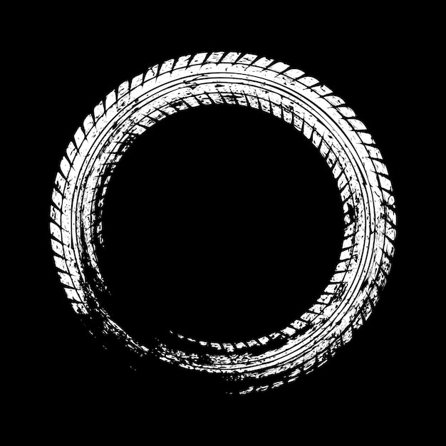 Grunge círculo de neumáticos pista de rueda marca de frenado camión automóvil o motocicleta patrón de banda de rodadura siluetas de automóvil
