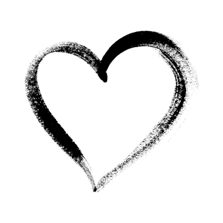 Vector grunge corazón lindo garabateo signo de amor aislado en fondo blanco garabatear formas de corazón dibujado con