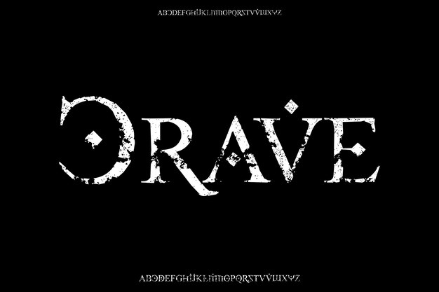 Grunge Crave Diseño de fuentes texturizadas vectoriales creativas de pantalla alfabética