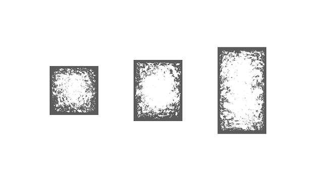 Grunge distressed square frame elements template with empty space Box with brush texture design set for border overlay image photo Vector scratch illustration
