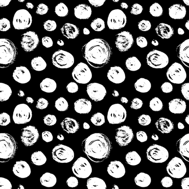 Grunge esbozo dibujado a mano círculos de pincel patrón sin costuras vectorial