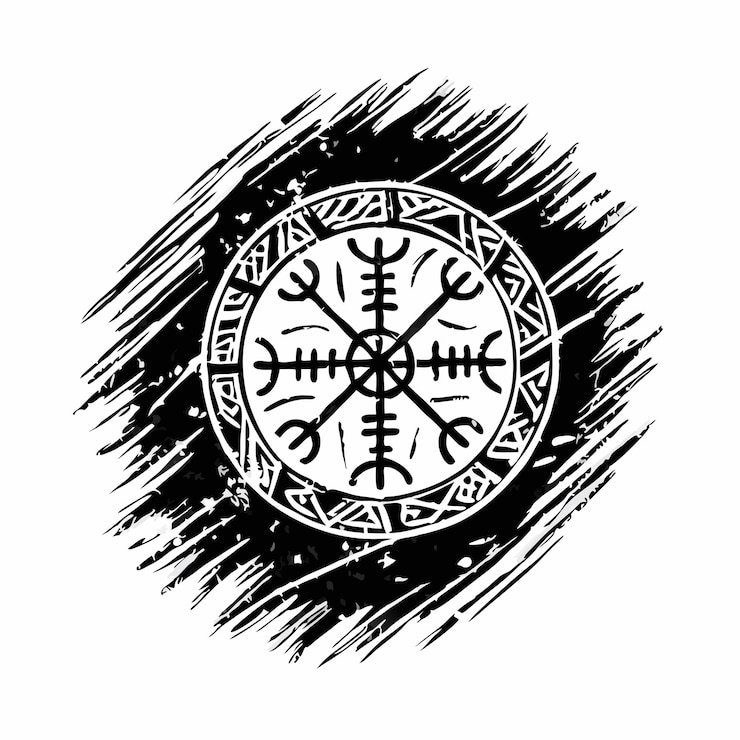 Vector grunge escandinavo vikingo tatuaje símbolo ilustración vectorial 1