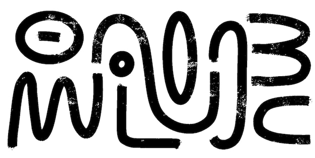 Grunge línea curva de tinta juego pinceladas y rayas con formas de onda negra japonés abstracto