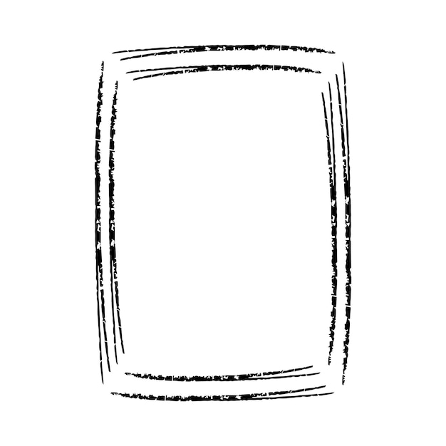 Grunge marco forma de borde icono rectángulo vertical elemento de garabato decorativo para el diseño en la ilustración vectorial